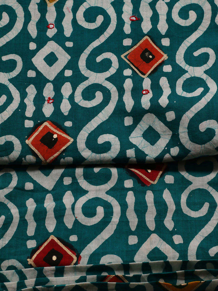 Printed Cotton Blend Unstitched Suit With Dupatta