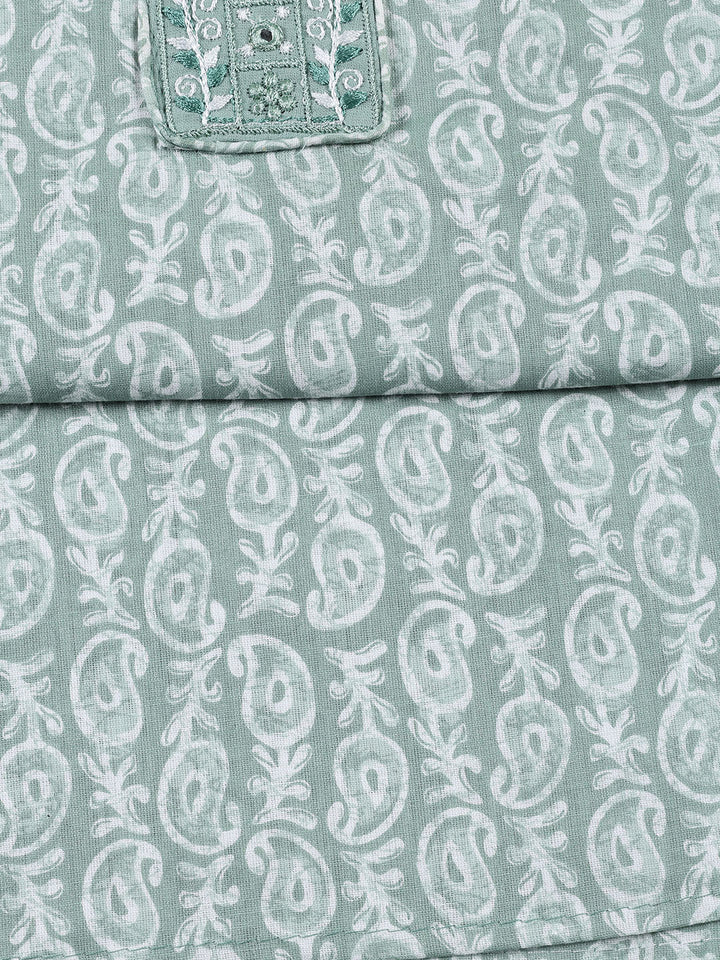 Neck Patti Cotton Blend Unstitched Suit With Dupatta