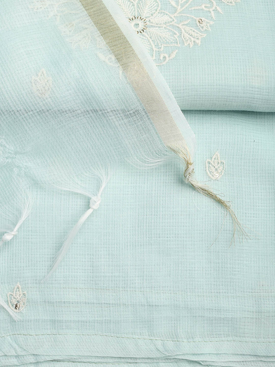 Neck Embroidered Cotton Blend Unstitched Suit With Dupatta