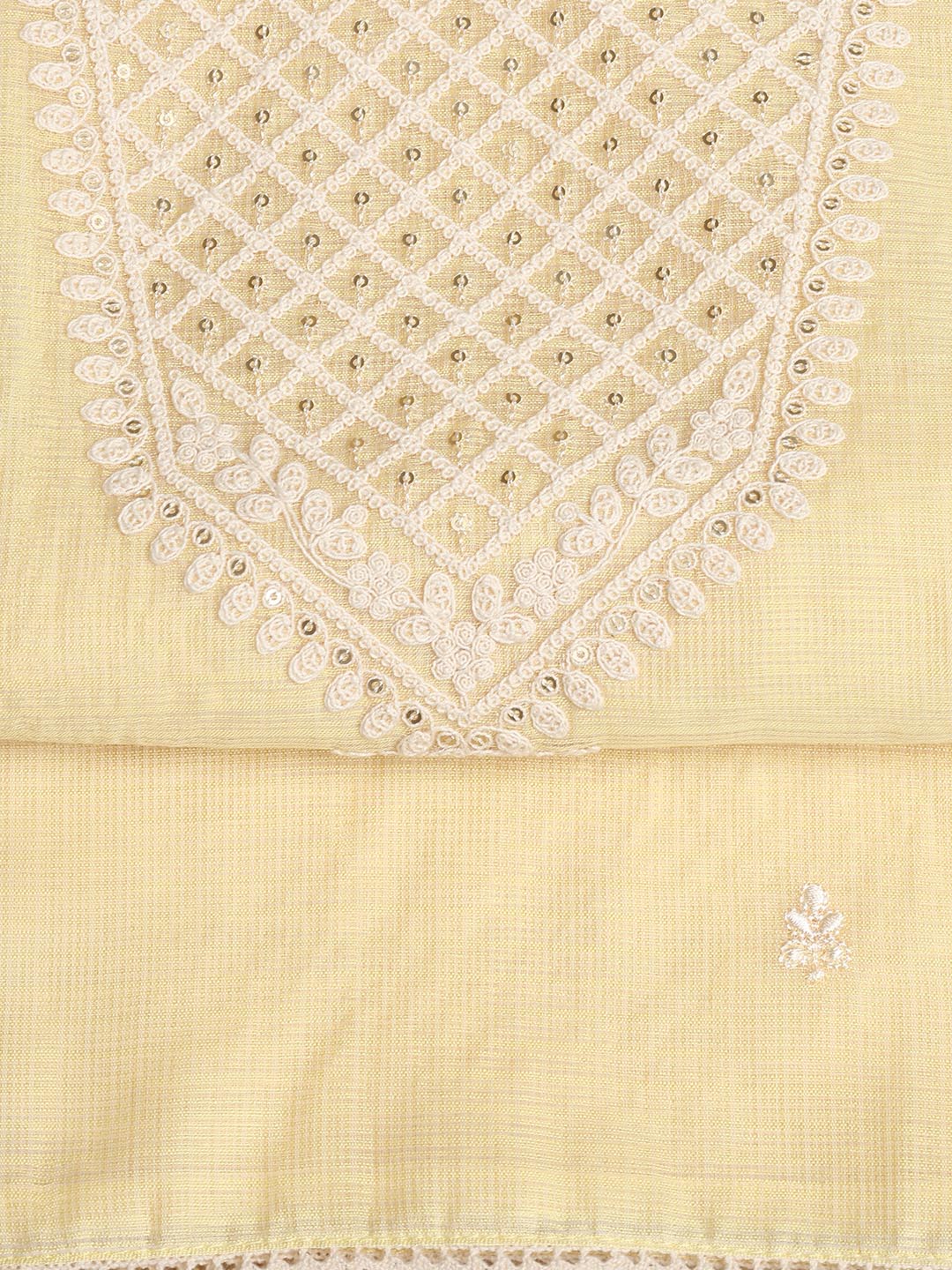 Embroidered Cotton Blend Unstitched Suit Piece With Dupatta