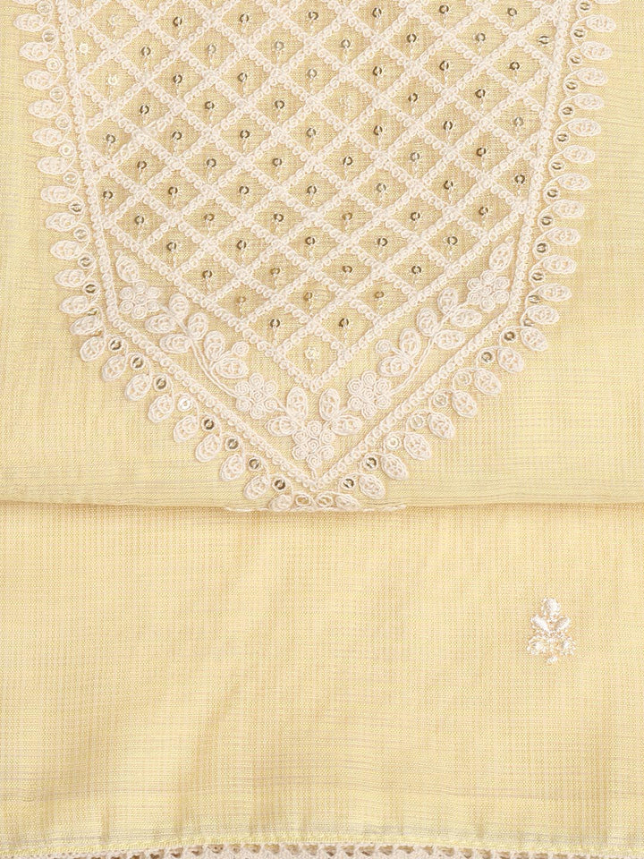 Embroidered Cotton Blend Unstitched Suit Piece With Dupatta