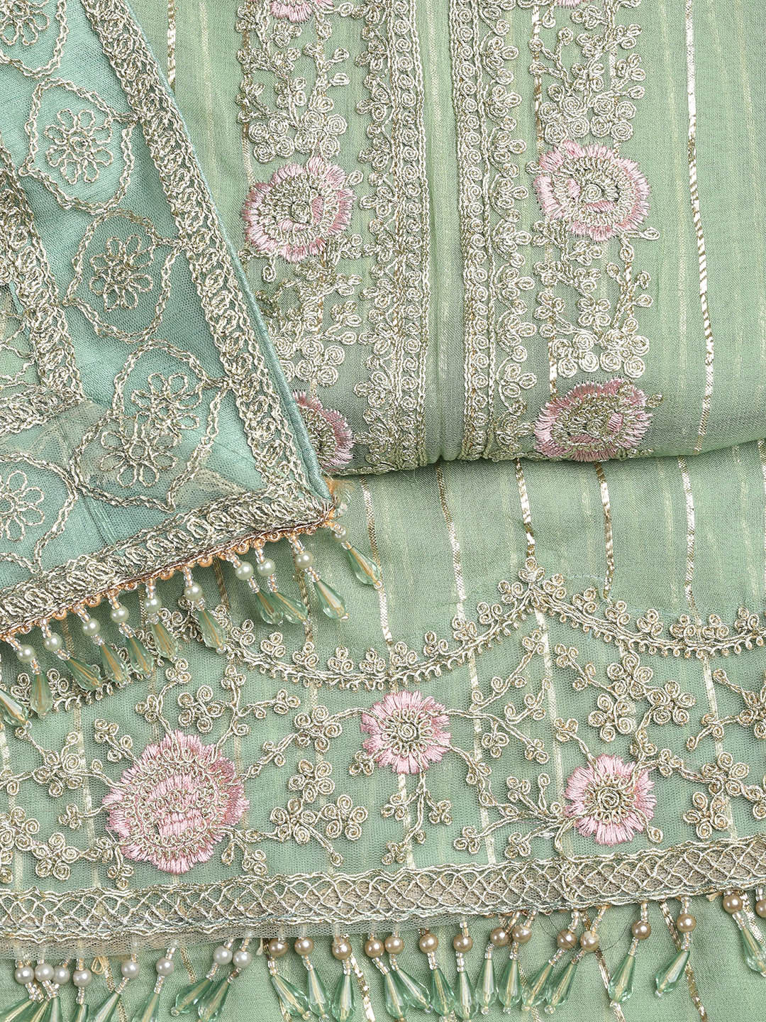 Embroidered Georgette Unstitched Suit Piece With Dupatta