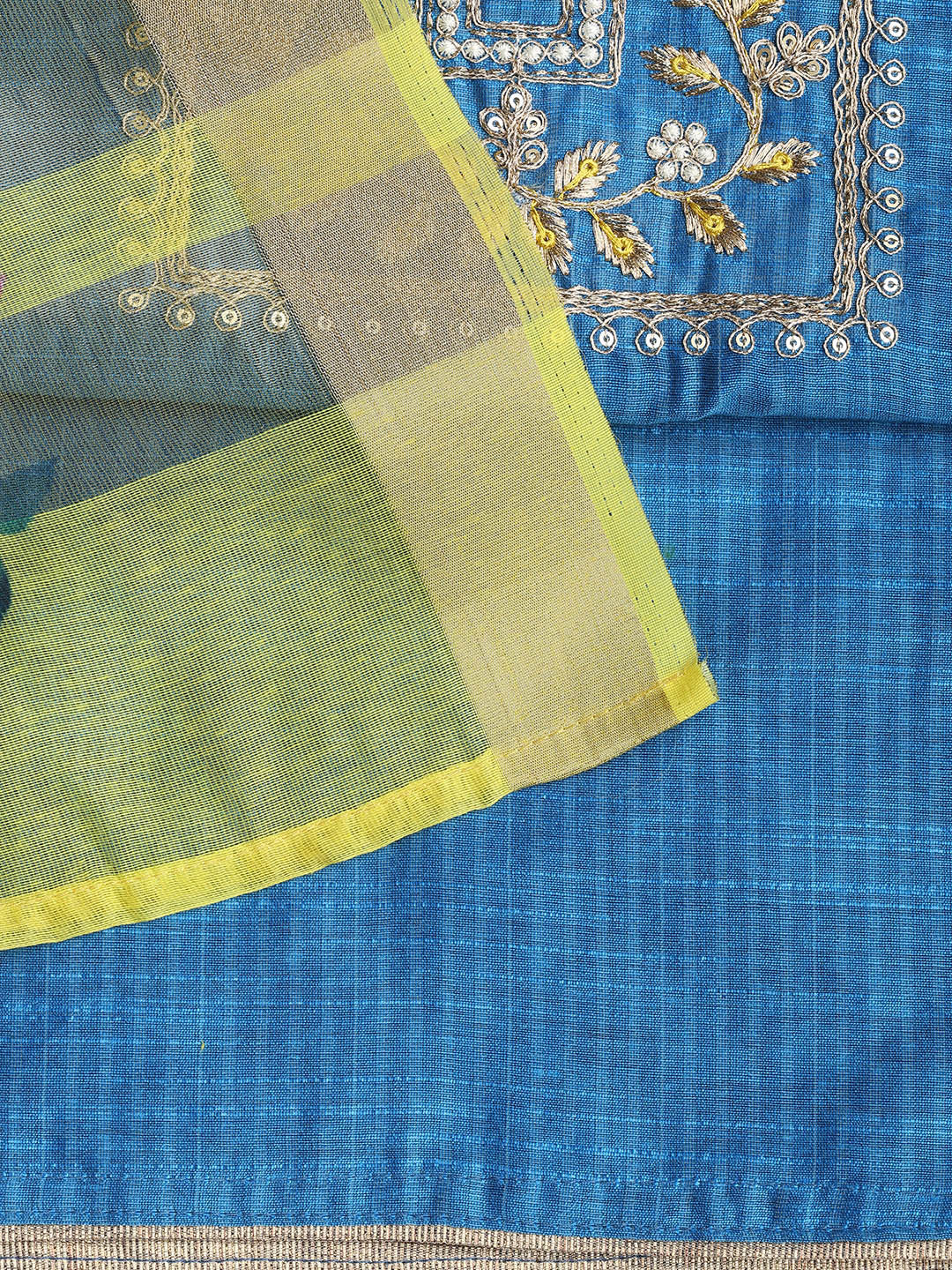 Neck Embroidered Cotton Blend Unstitched Suit With Dupatta