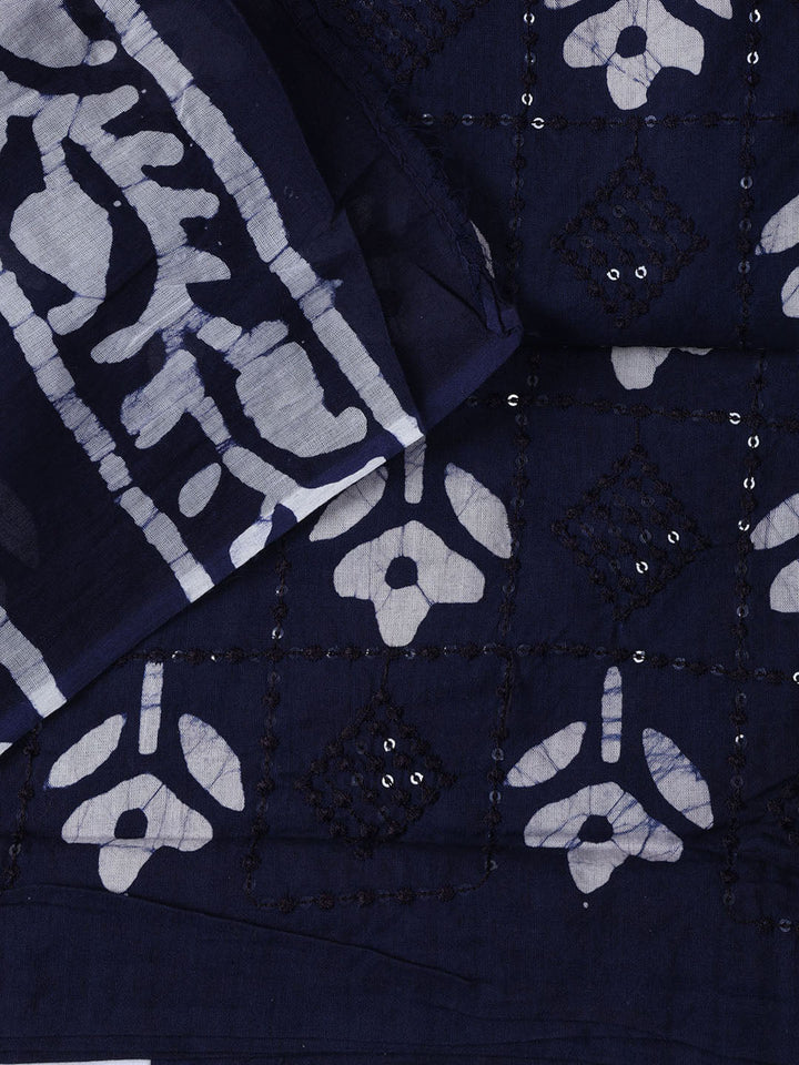 Printed Cotton Blend Unstitched Suit With Dupatta