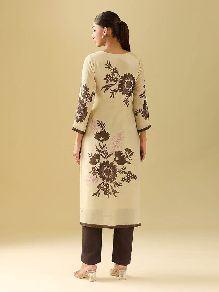 Floral Tissue Kurta With Pants &amp; Dupatta