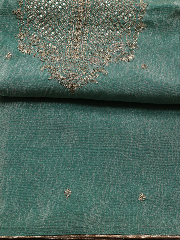 Neck Embroidered Chanderi Unstitched Suit Piece With Dupatta