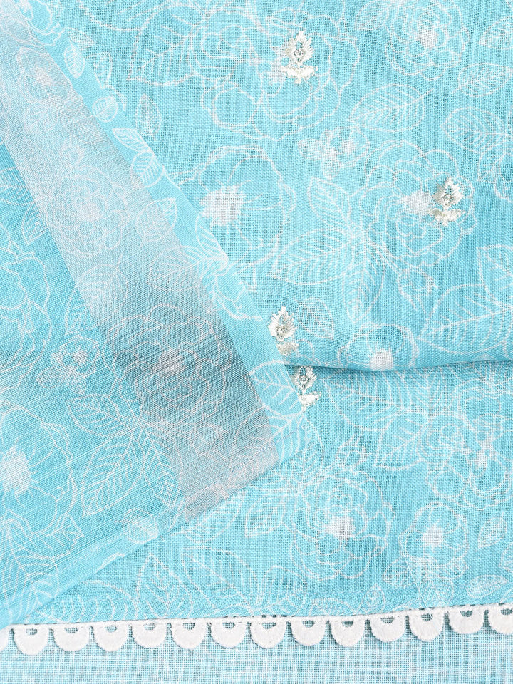 Printed Linen Unstitched Suit With Dupatta