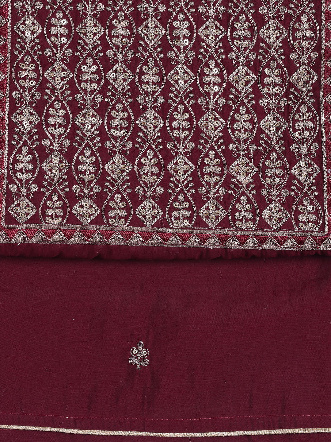 Neck Embroidered Chanderi Unstitched Suit With Dupatta