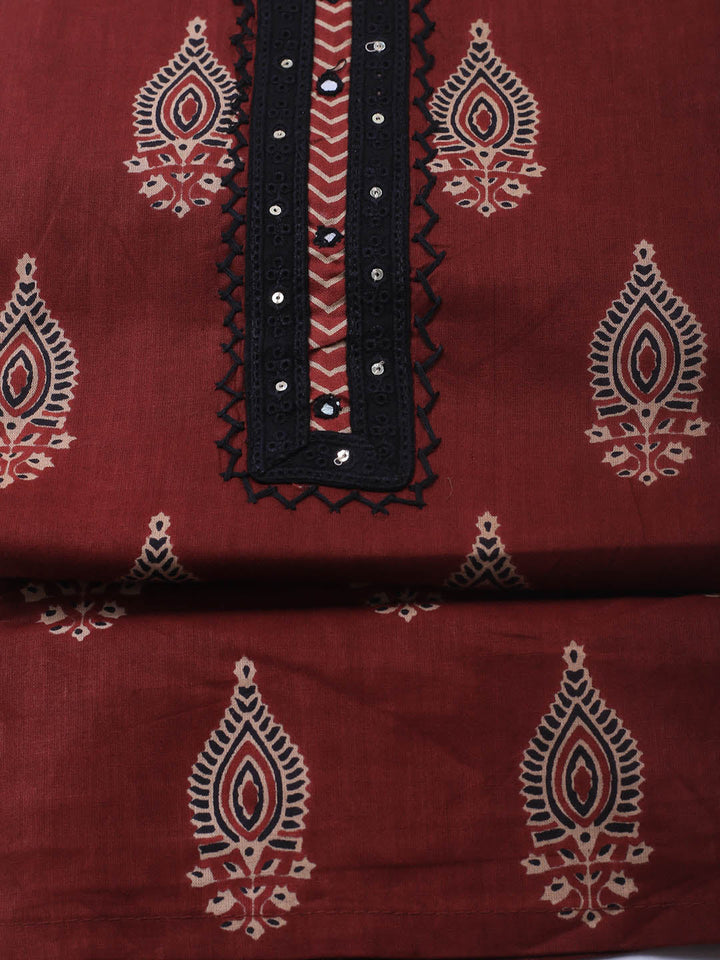 Printed Cotton Blend Unstitched Suit Piece With Dupatta