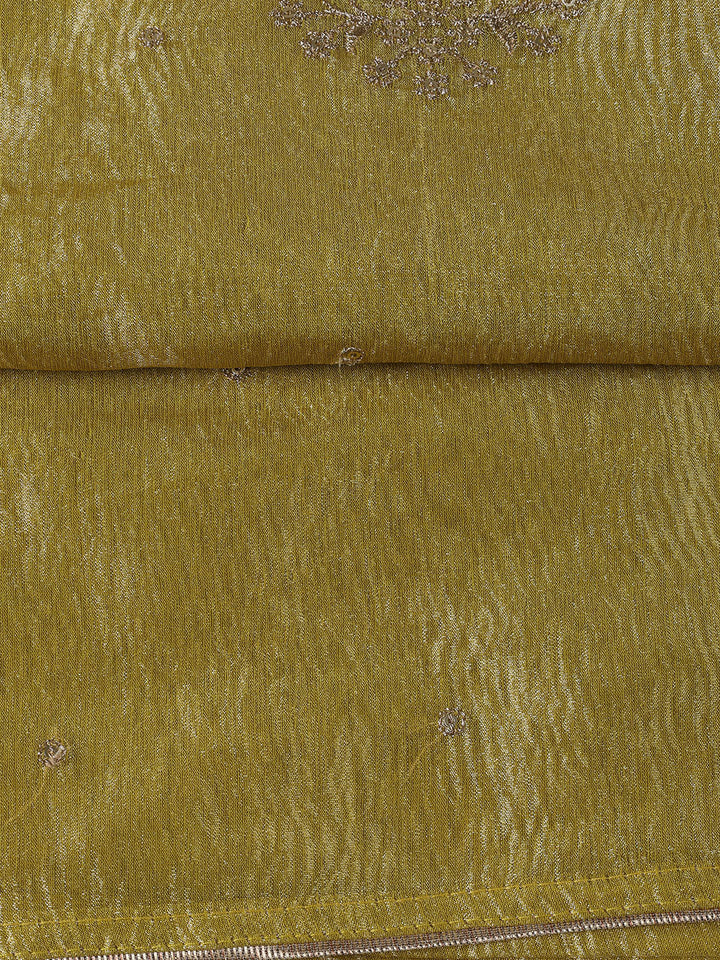 Neck Embroidered Tissue Unstitched Suit Piece With Dupatta