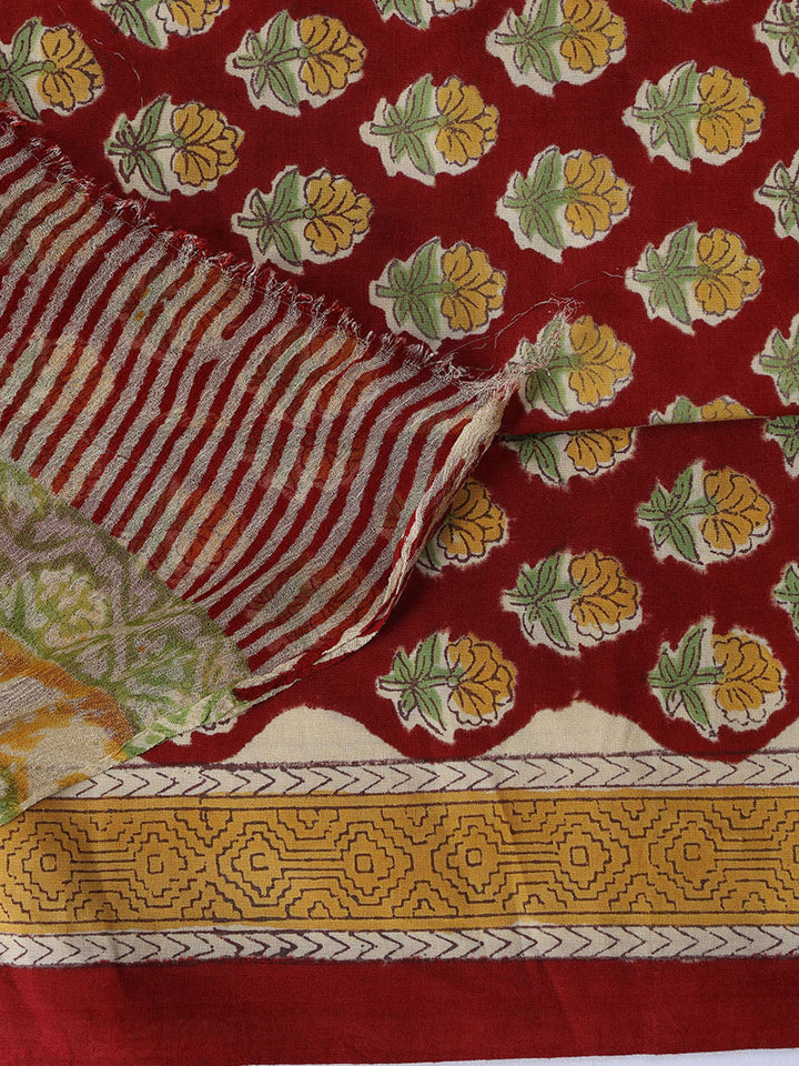 Printed Cotton Blend Unstitched Suit With Dupatta