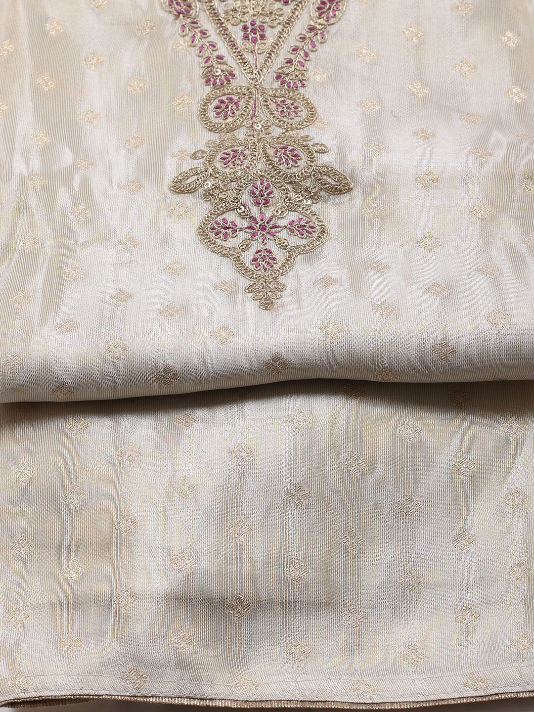 Neck Embroidered Tissue Unstitched Suit Piece With Dupatta