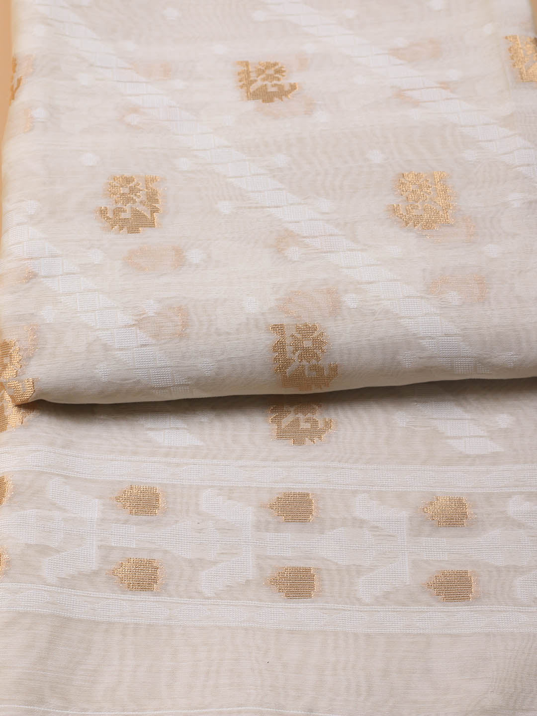 Jamdani Chanderi Unstitched Suit Piece With Dupatta