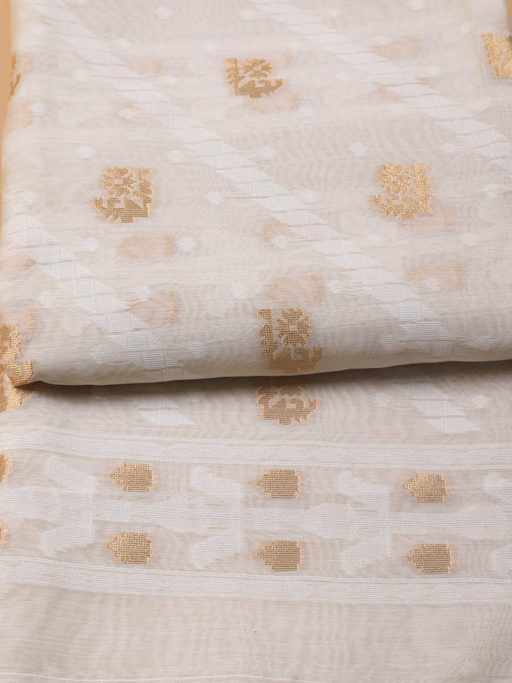 Jamdani Chanderi Unstitched Suit Piece With Dupatta