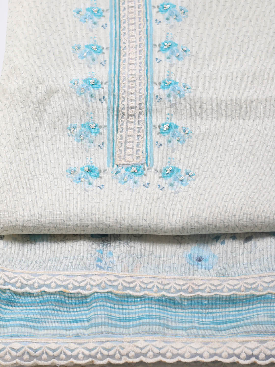 Printed Cotton Blend Unstitched Suit With Dupatta