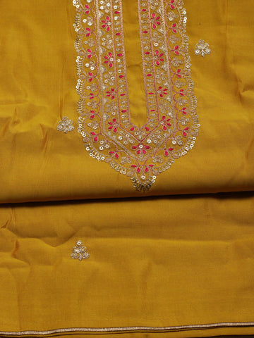 Neck Embroidery Chanderi Unstitched Suit Piece With Dupatta