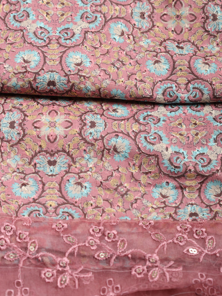 Printed Cotton Blend Unstitched Suit Piece With Dupatta