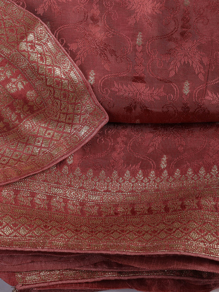 Embroidery Chanderi Unstitched Suit With Dupatta