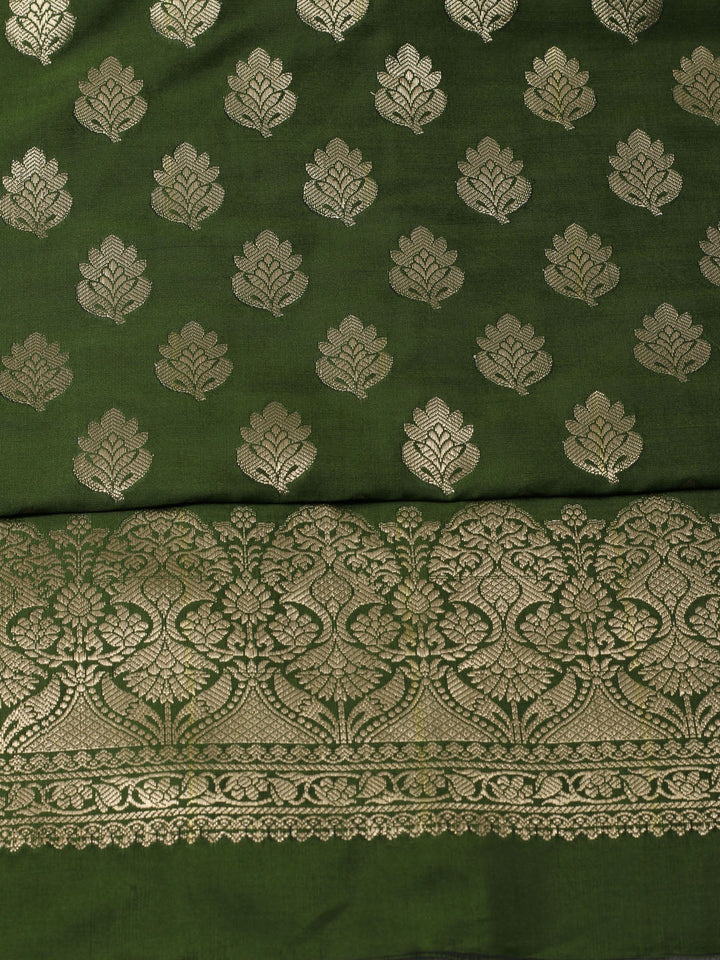 Woven Banarasi Chanderi Unstitched Suit With Dupatta