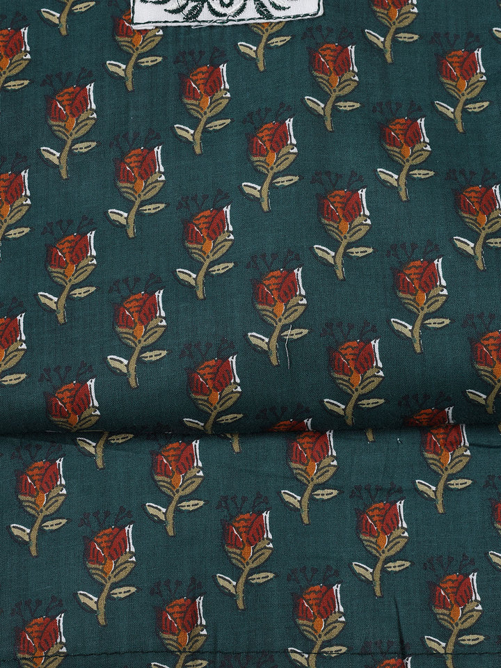 Printed Cotton Blend Unstitched Suit With Dupatta