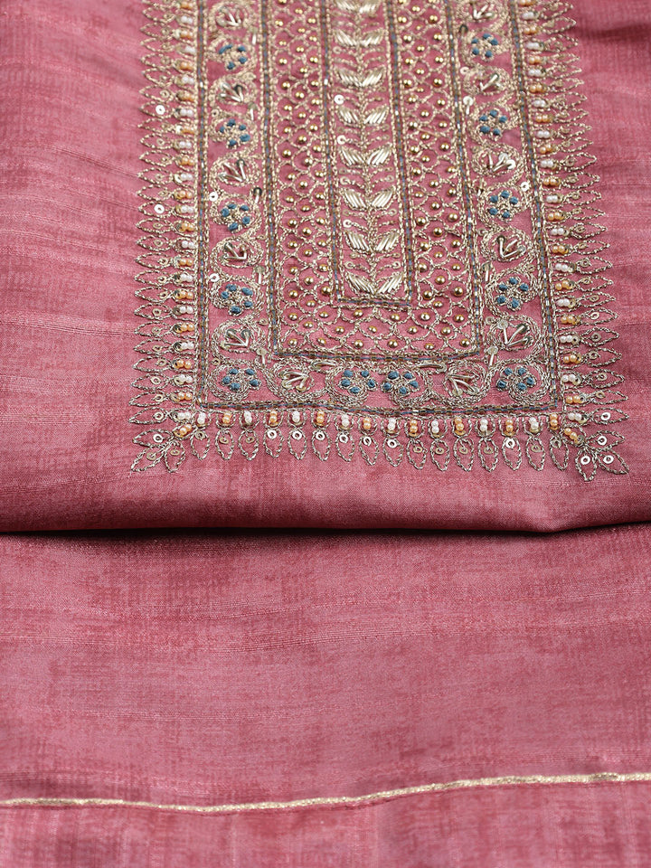 Neck Embroidered Tissue Unstitched Suit With Dupatta