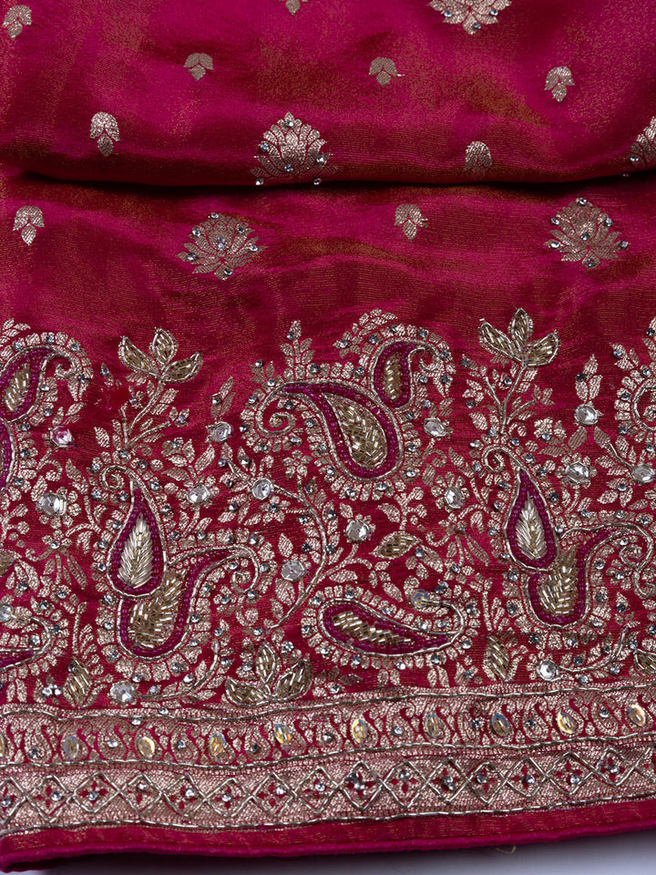 Embroidered Tissue Unstitched Suit With Dupatta