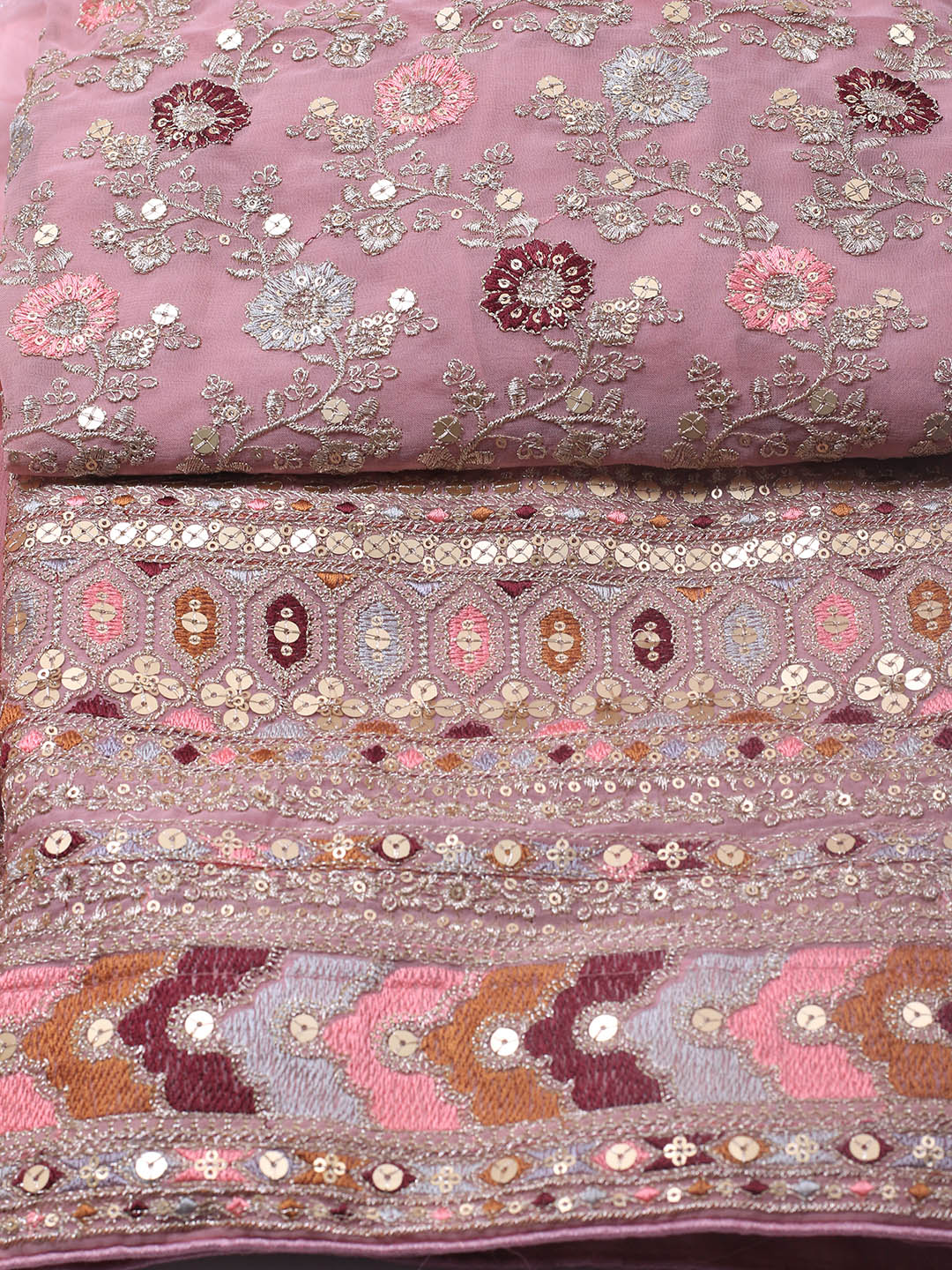 Embroidered Georgette Unstitched Suit Piece With Dupatta