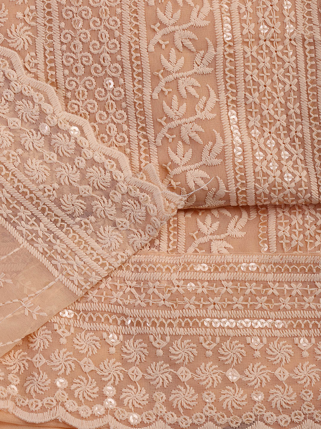 Chiken Work Georgette Unstitched Suit With Dupatta