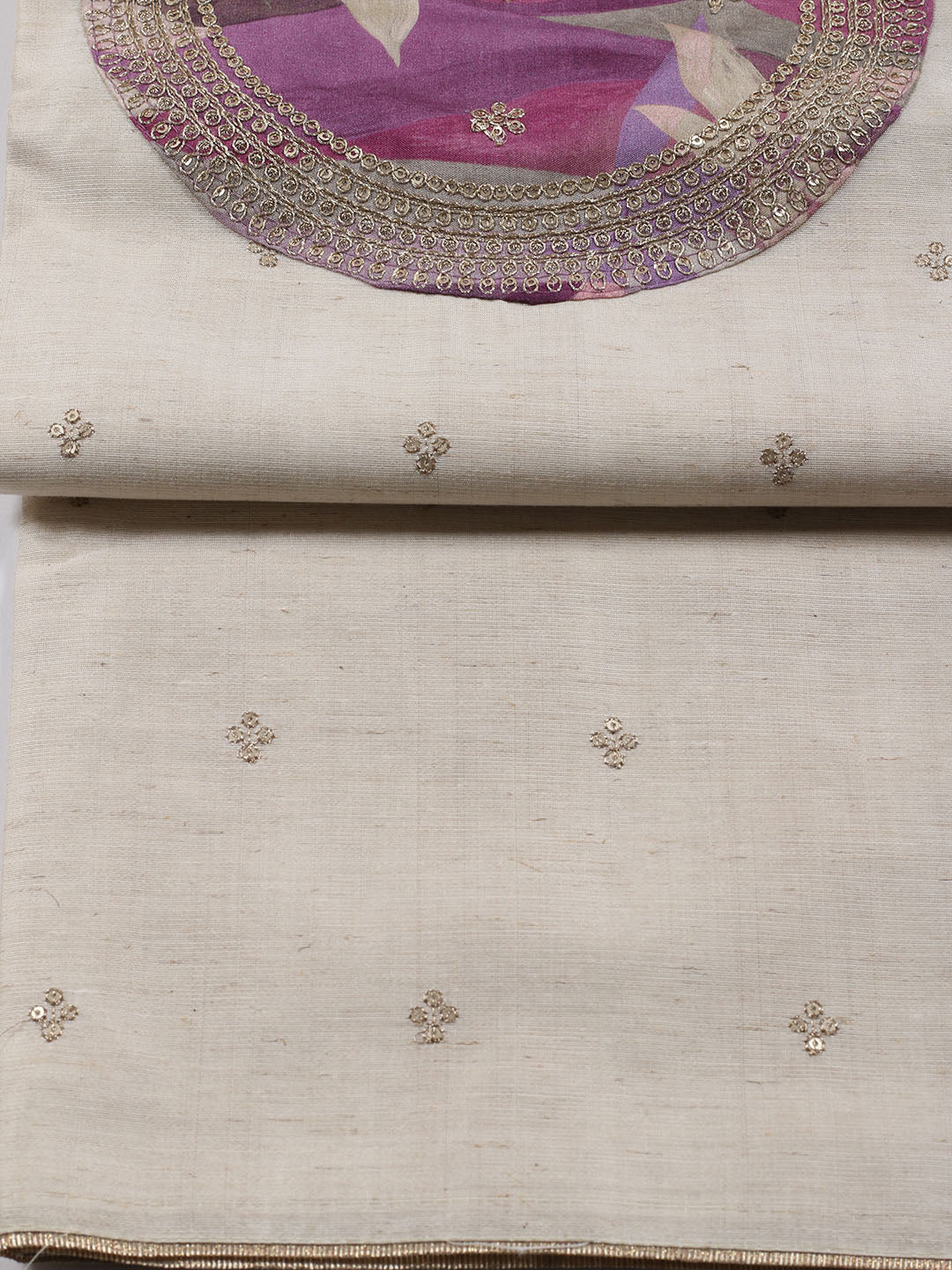 Neck Embroidered Chanderi Unstitched Suit Piece With Dupatta