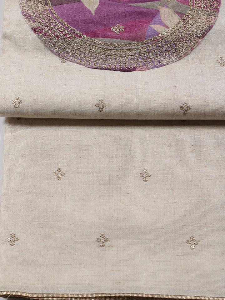 Neck Embroidered Chanderi Unstitched Suit Piece With Dupatta