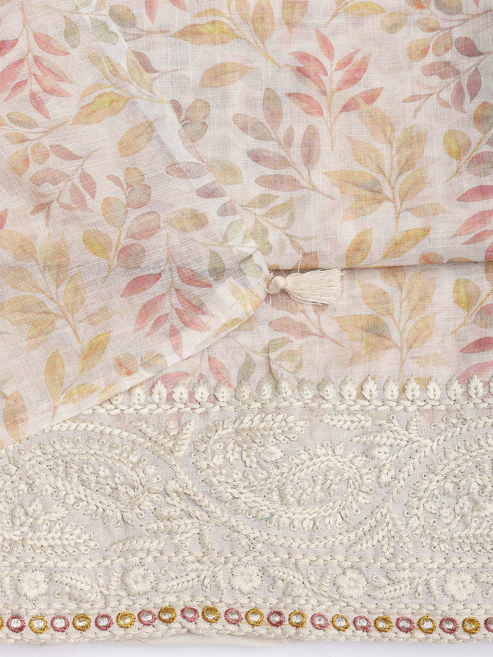 Printed Cotton Blend Unstitched Suit Piece With Dupatta
