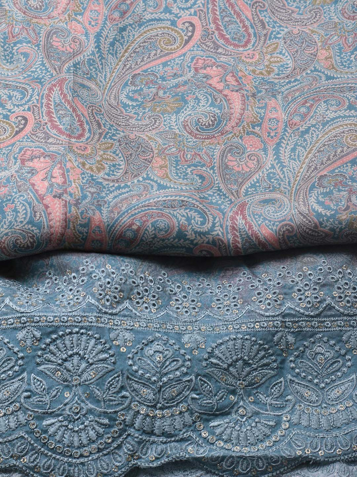 Printed Muslin Unstitched Suit With Dupatta