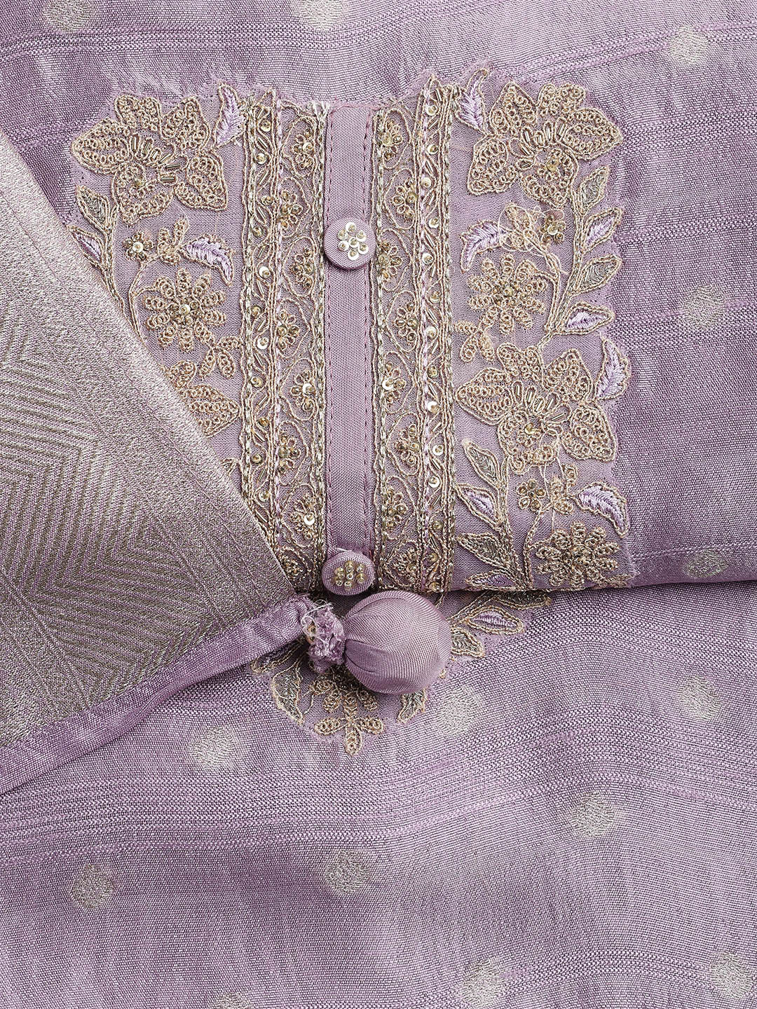 Embroidery Art Silk Unstitched Suit With Dupatta