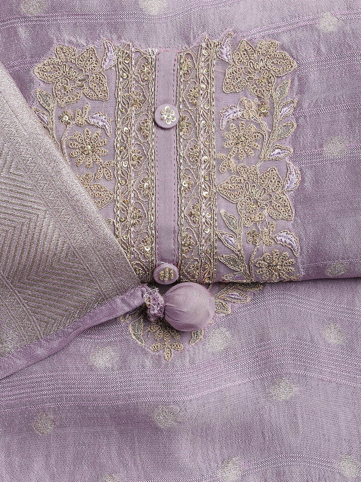 Embroidery Art Silk Unstitched Suit With Dupatta