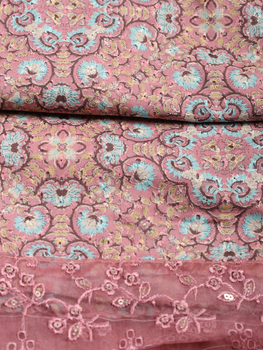 Printed Cotton Blend Unstitched Suit Piece With Dupatta