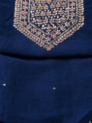 Neck Embroidered Chanderi Unstitched Suit Piece With Dupatta