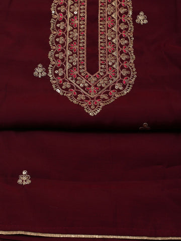 Neck Embroidery Chanderi Unstitched Suit Piece With Dupatta