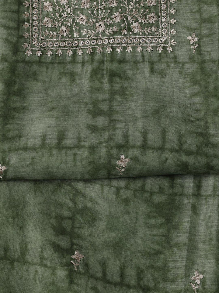 Neck Embroidered Chanderi Unstitched Suit Piece With Dupatta
