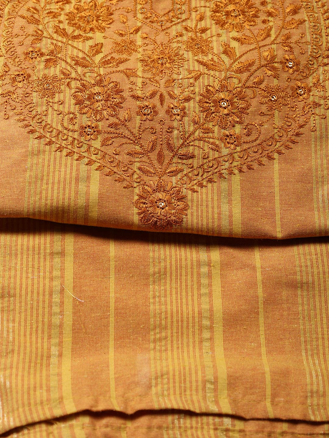 Neck Embroidered Cotton Blend Unstitched Suit Piece With Dupatta