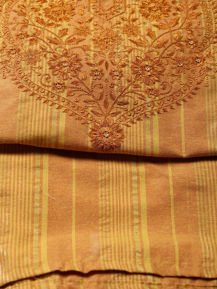 Neck Embroidered Cotton Blend Unstitched Suit Piece With Dupatta