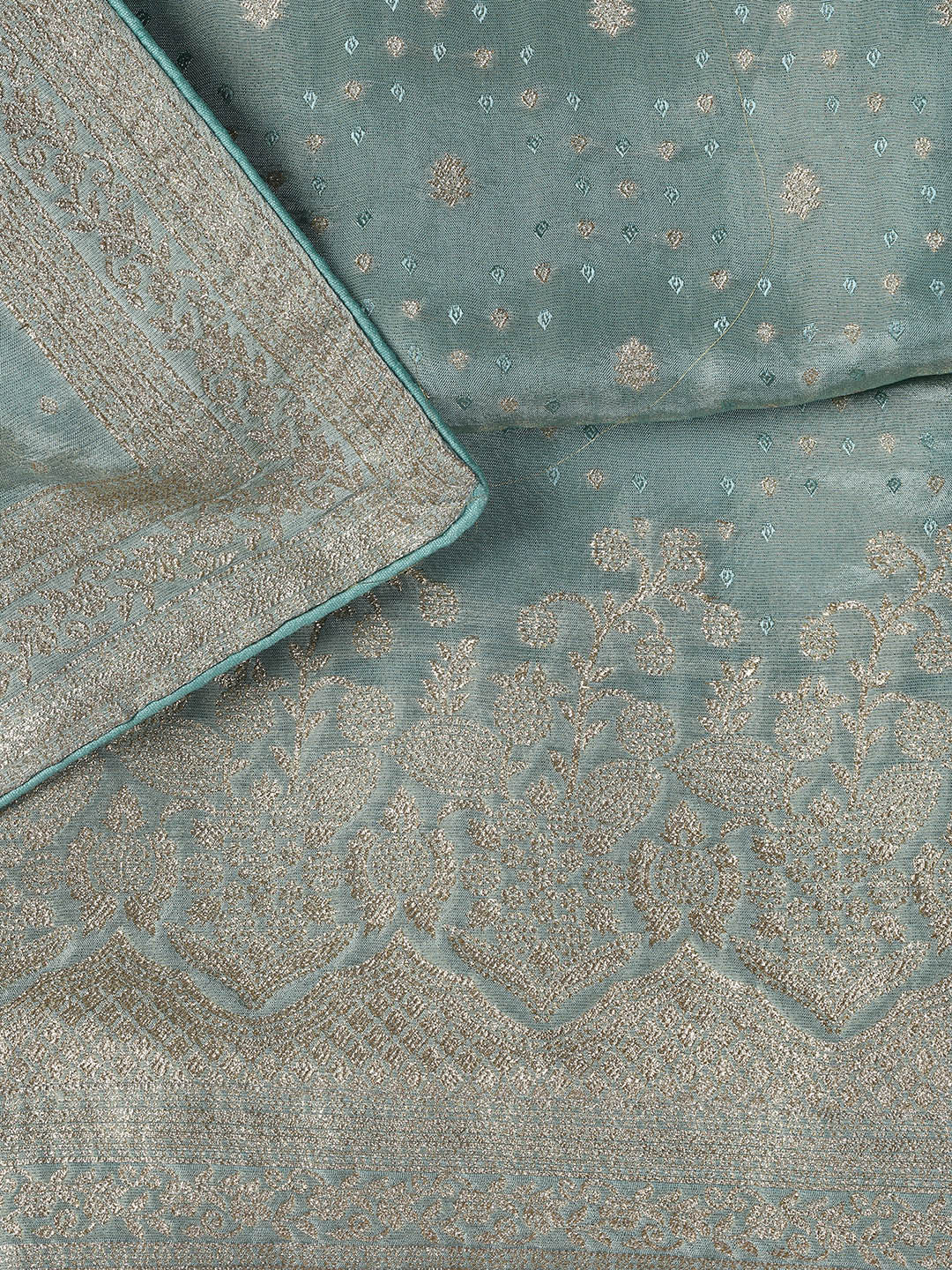 Embroidered Art Silk Unstitched Suit Piece With Dupatta