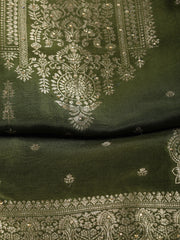 Neck Embroidered Chanderi Unstitched Suit With Dupatta