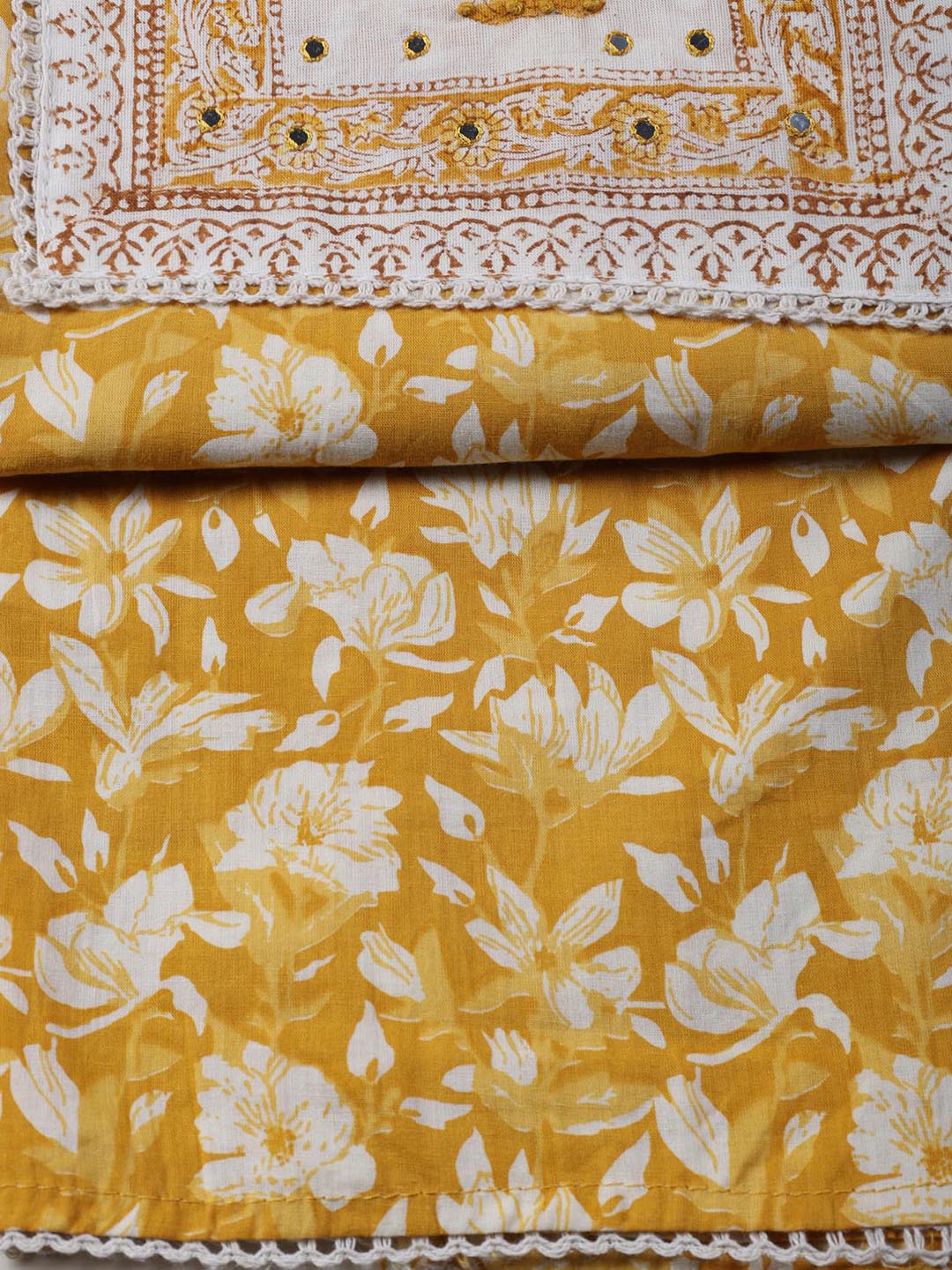 Printed Cotton Blend Unstitched Suit Piece With Dupatta