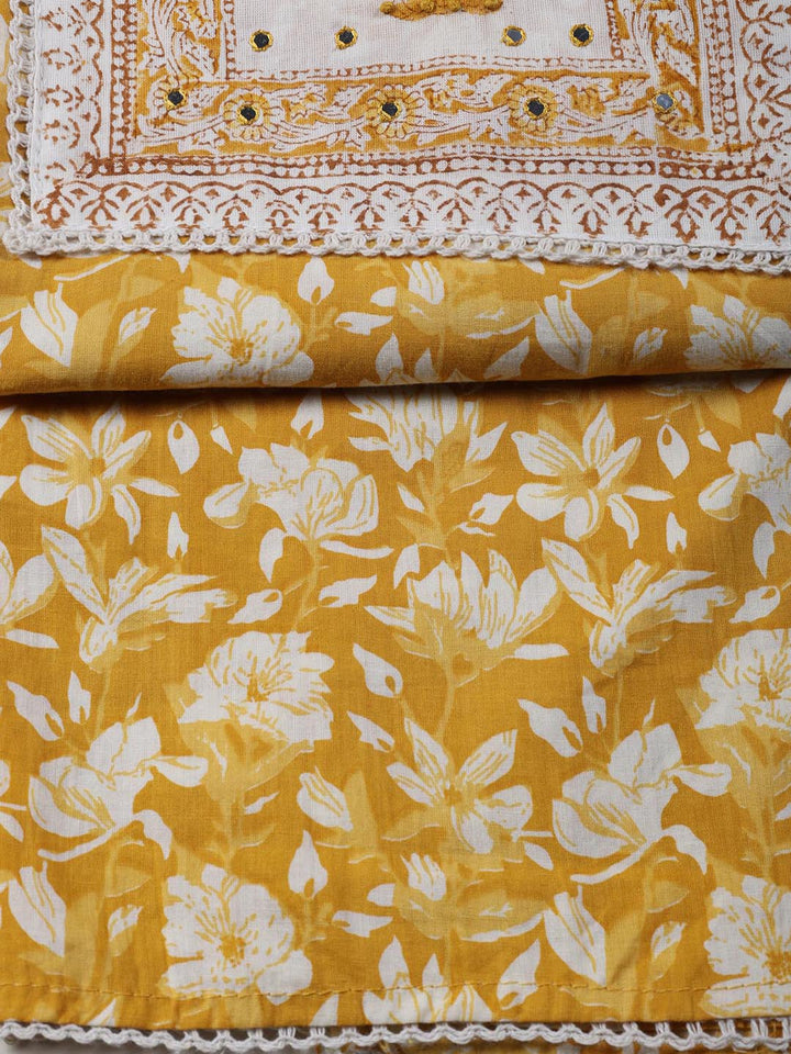 Printed Cotton Blend Unstitched Suit Piece With Dupatta