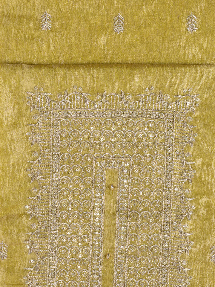 Neck Embroidered Tissue Unstitched Suit Piece With Dupatta