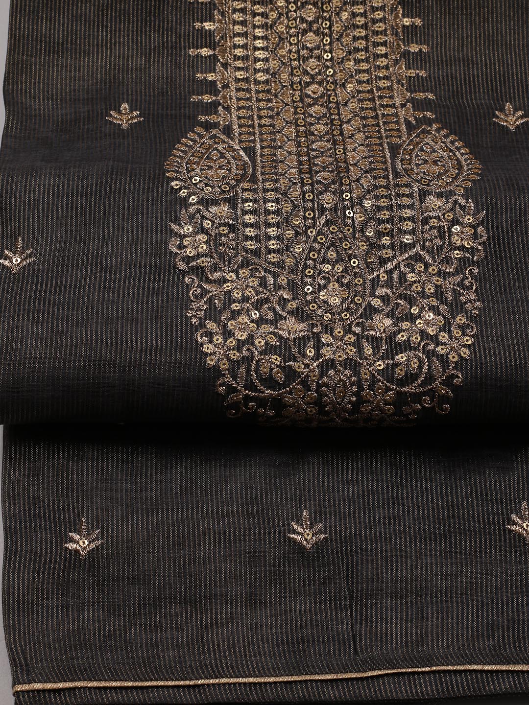 Neck Embroidery Chanderi Unstitched Suit Piece With Dupatta