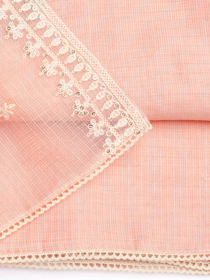 Embroidered Cotton Blend Unstitched Suit Piece With Dupatta
