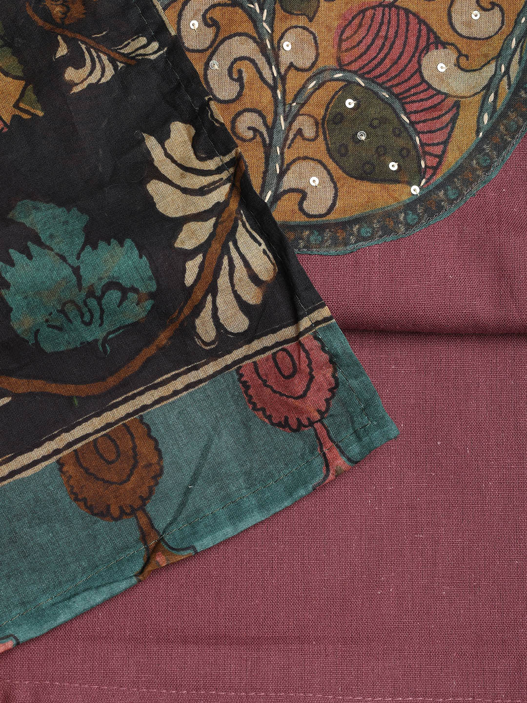 Patch Neck Cotton Blend Unstitched Suit With Dupatta