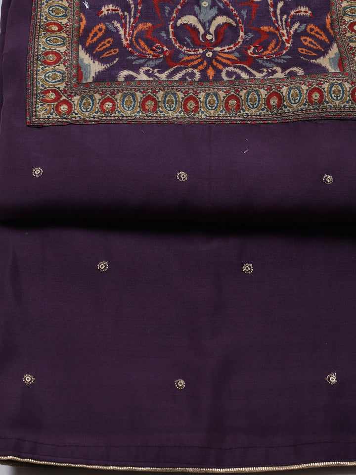 Printed Chanderi Unstitched Suit Piece With Dupatta
