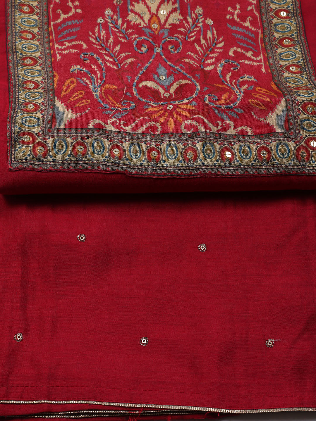 Printed Chanderi Unstitched Suit Piece With Dupatta
